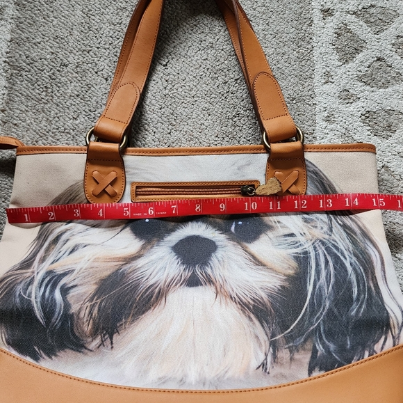 Ardleigh Elliott Faithful Friends Shih-Tzu Leather Canvas Tote - Picture 11 of 16